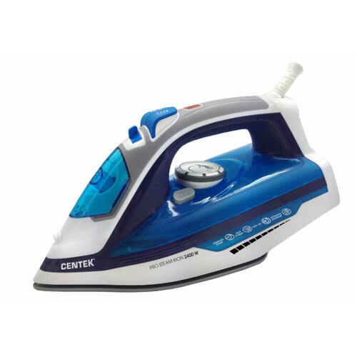 Утюг 2400ВТ керамич Покрытие С отпар Самоочистка защит от НАК синий CENTEK 429000₽
