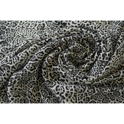 Ткань белый шелковый сатин с леопардовым рисунком