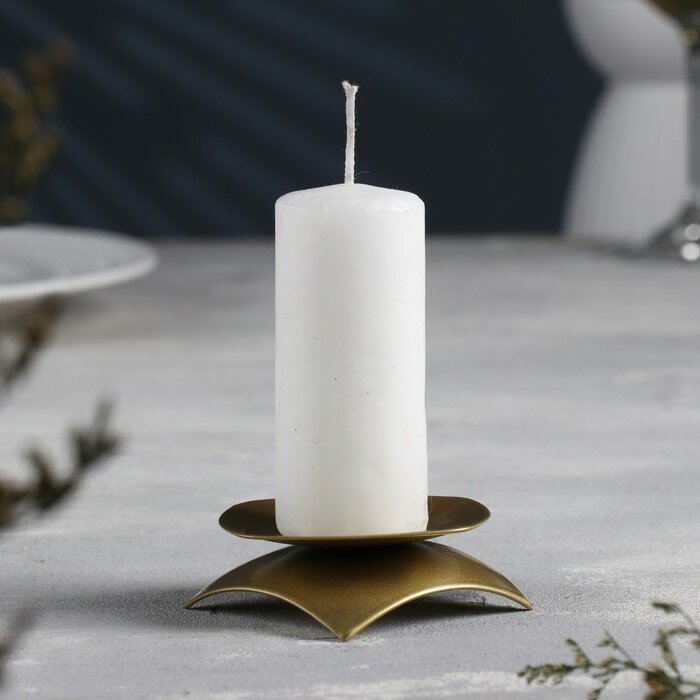Подсвечник "Кварта Н" металл на одну свечу, 9,5х3 см, золотой - фотография № 1