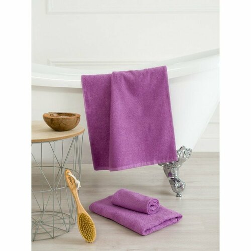 Полотенце пряжа «Ринг», без бордюра, размер 70x140 см, цвет сирень