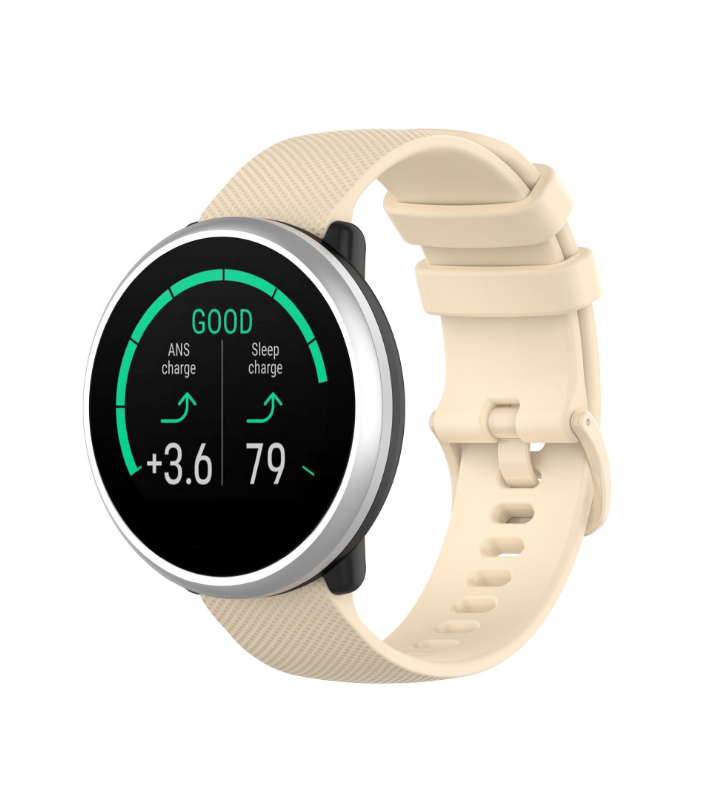 фото Сменный гипоаллергенный силиконовый ремешок браслет MyPads Hypo для умных смарт-часов Polar Ignite 2 с функцией быстрой замены быстросъемный бежевый