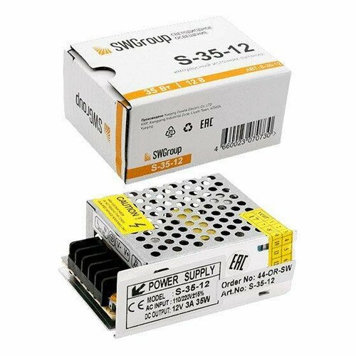 Блок питания SWG 12V 35W IP20 3A S-35-12 000121 блок питания pc35 w1v12 12v 35w 3a ip40