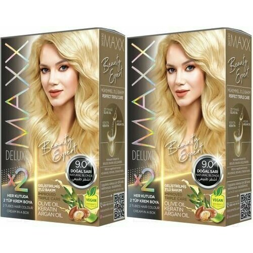 MAXX DELUXE PREMIUM HAIR DYE KIT Набор для окрашивания волос 9.0 Блондин, 2 шт.