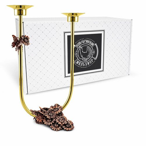 Подсвечник Летний сад латунный с медн лит элем с чернением КМ1332ПД06 17334₽