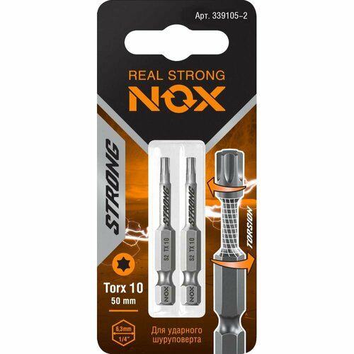 Торсионная бита NOX STRONG бита strong torsion e6 3 pz2 50мм 10шт бокс