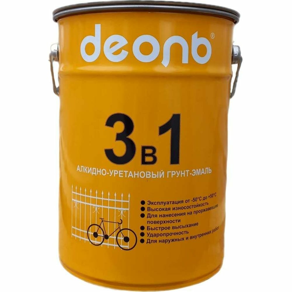 Грунт-эмаль по ржавчине 3 в 1 Деоль черный матовый 5 кг D3V1BK5