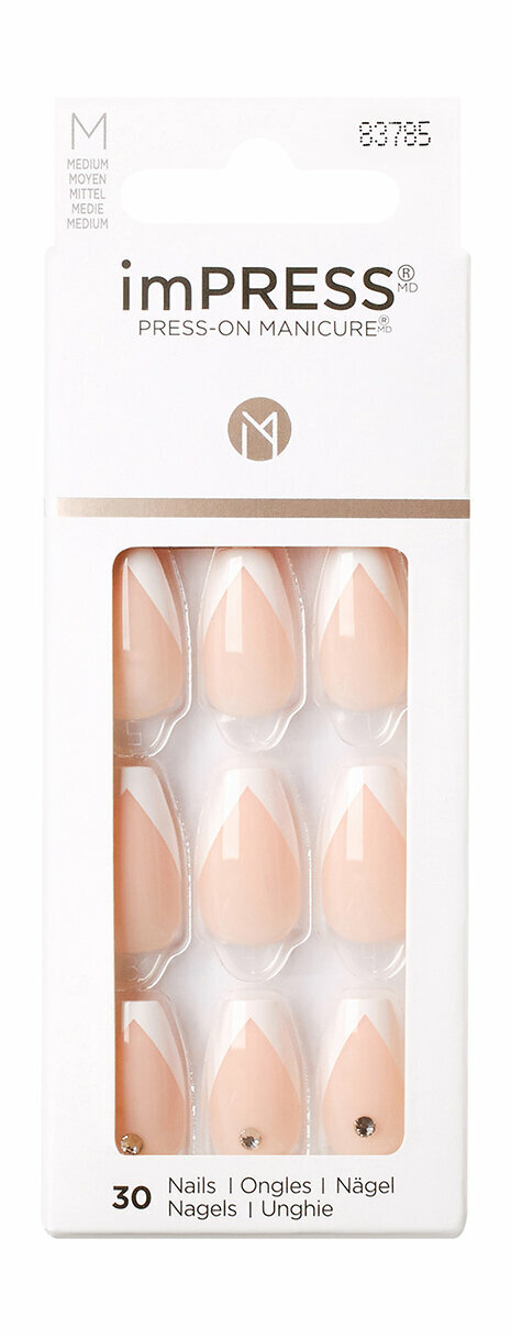 Твердый лак для ногтей средней длины Kiss Impress Color Press-On Manicure False Nails