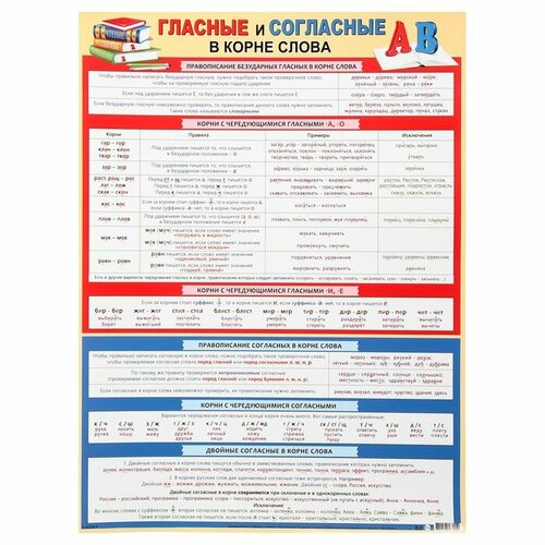 Плакат Гласные и согласные в корне слова 44,6х60 см