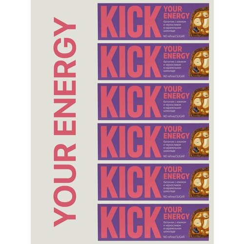 KICK YOUR ENERGY Полезные шоколадные батончики без сахара, 6х45 гр батончик арахисовый kick your energy в карамельном шоколаде 45 г