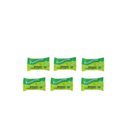 PAMPERINO Влажные салфетки с алоэ вера 15шт - 6 уп biocos влажные салфетки spa harmony с экстрактом зеленого чая 15 шт