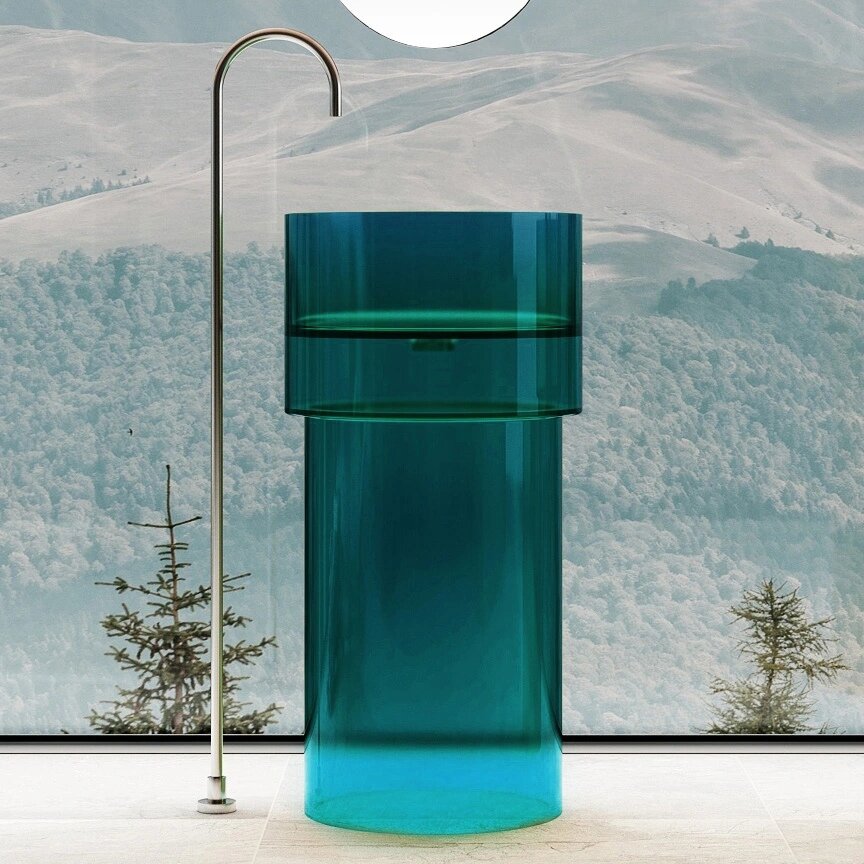 Раковина напольная Abber Kristall 45x45x90 см AT2701Aquamarin бирюзовая