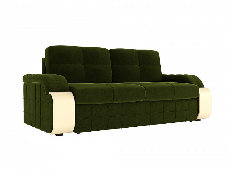 Прямой диван Николь зеленый, механизм Еврокнижка
