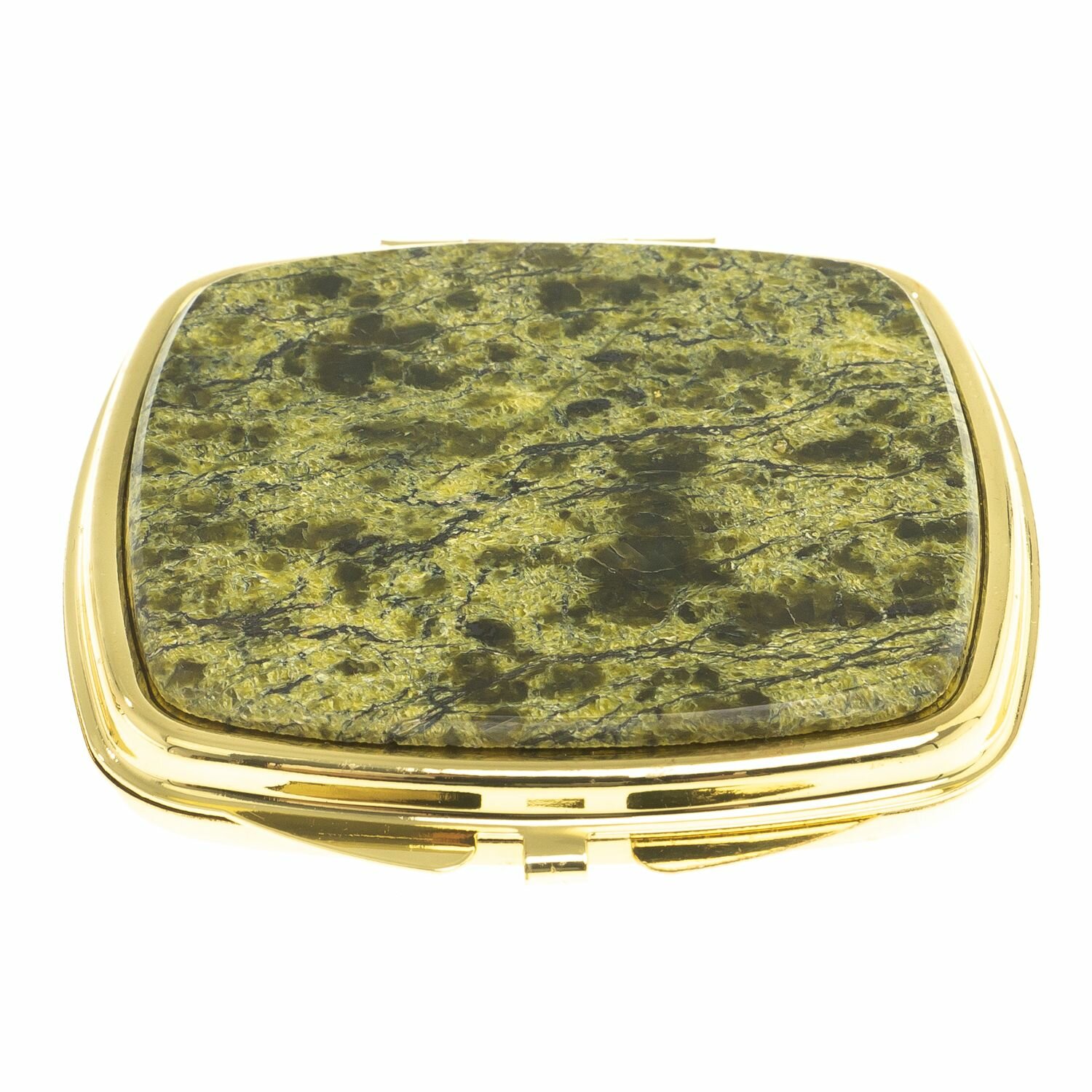 фото Зеркальце закругленное из змеевика цвет золото 124184