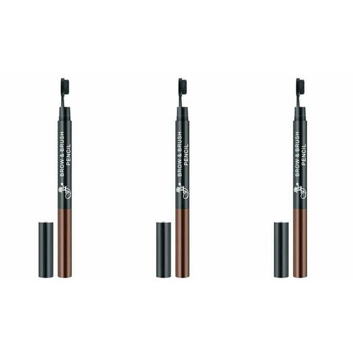 FFleur Карандаш для бровей BR-152 с щеточкой Brow+Brush Pencil, Brown, 0.3 г, 3 шт
