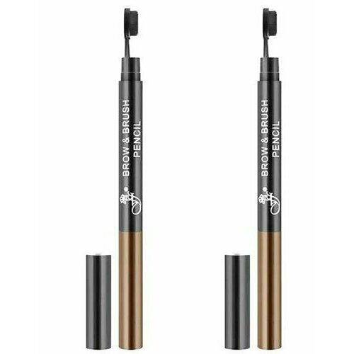FFleur Карандаш для бровей BR-152 с щеточкой Brow+Brush Pencil, Medium, 0.3 г, 2 шт