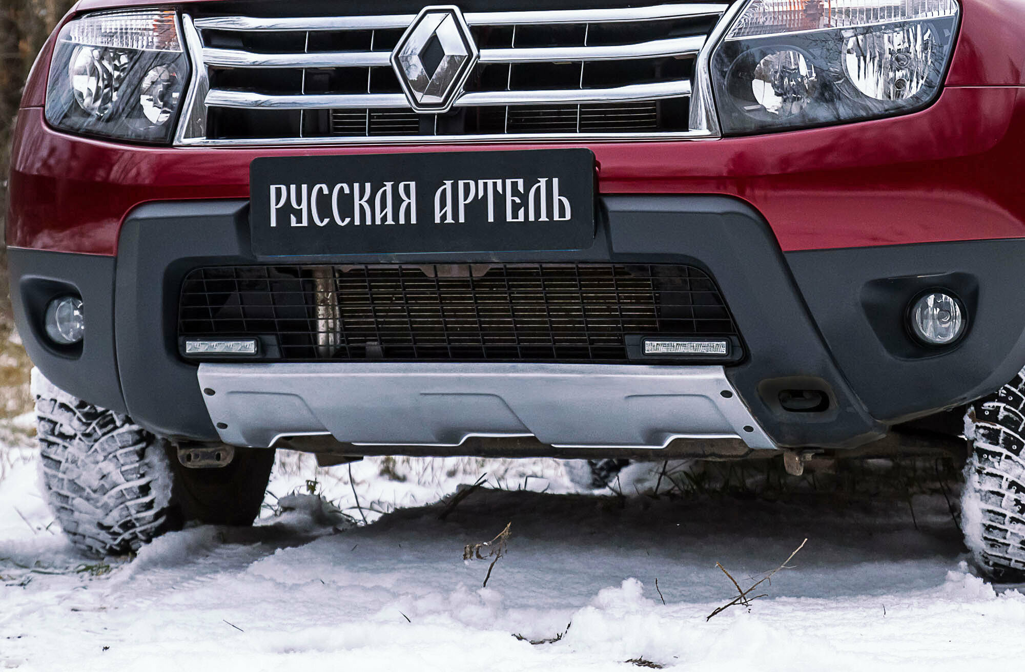 Накладка переднего бампера (аэродинамический обвес) усиленный Renault Duster 2010-2014 (дорестайлинг)