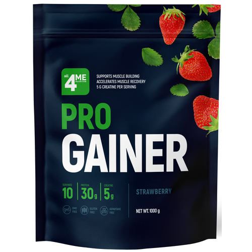 4Me Nutrition GAINER PRO, 1000 г (Клубника) 4me nutrition isotonic fresh up 1000 мл яблоко