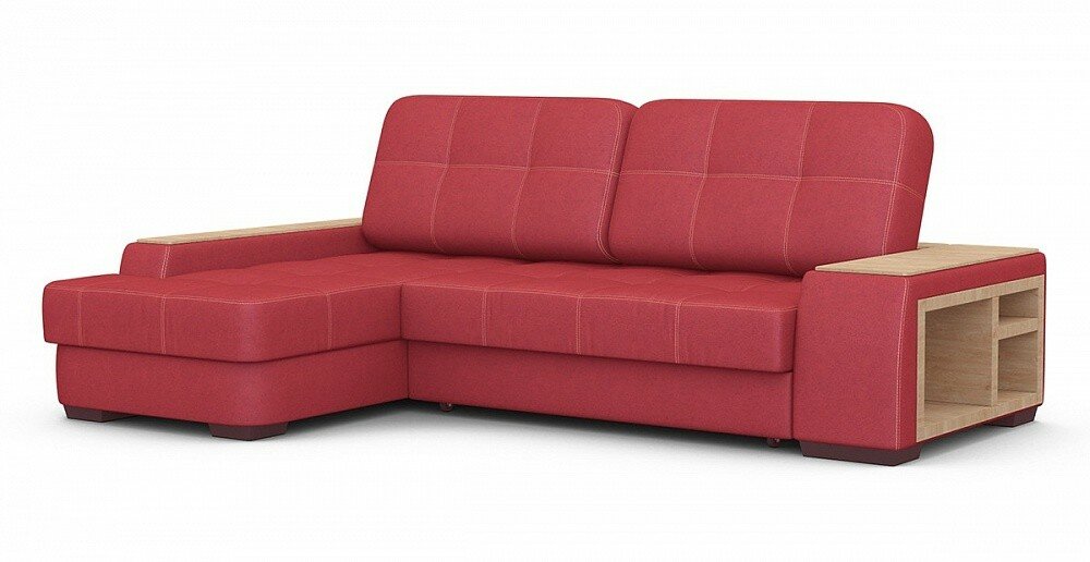 фото Угловой диван Брюссель Красный 2 Микрофибра, механизм Дельфин