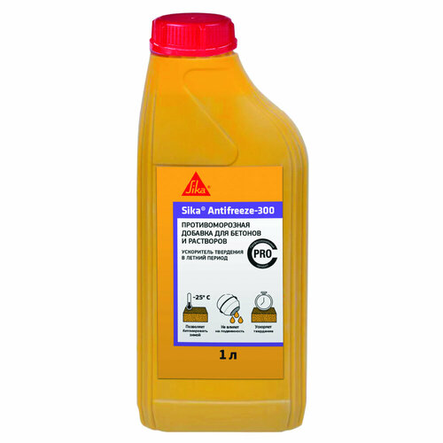 Добавка противоморозная для бетона Sika Antifreeze-300 1 л sika добавка морозостойкая sika antifreeze fs 1 5 л