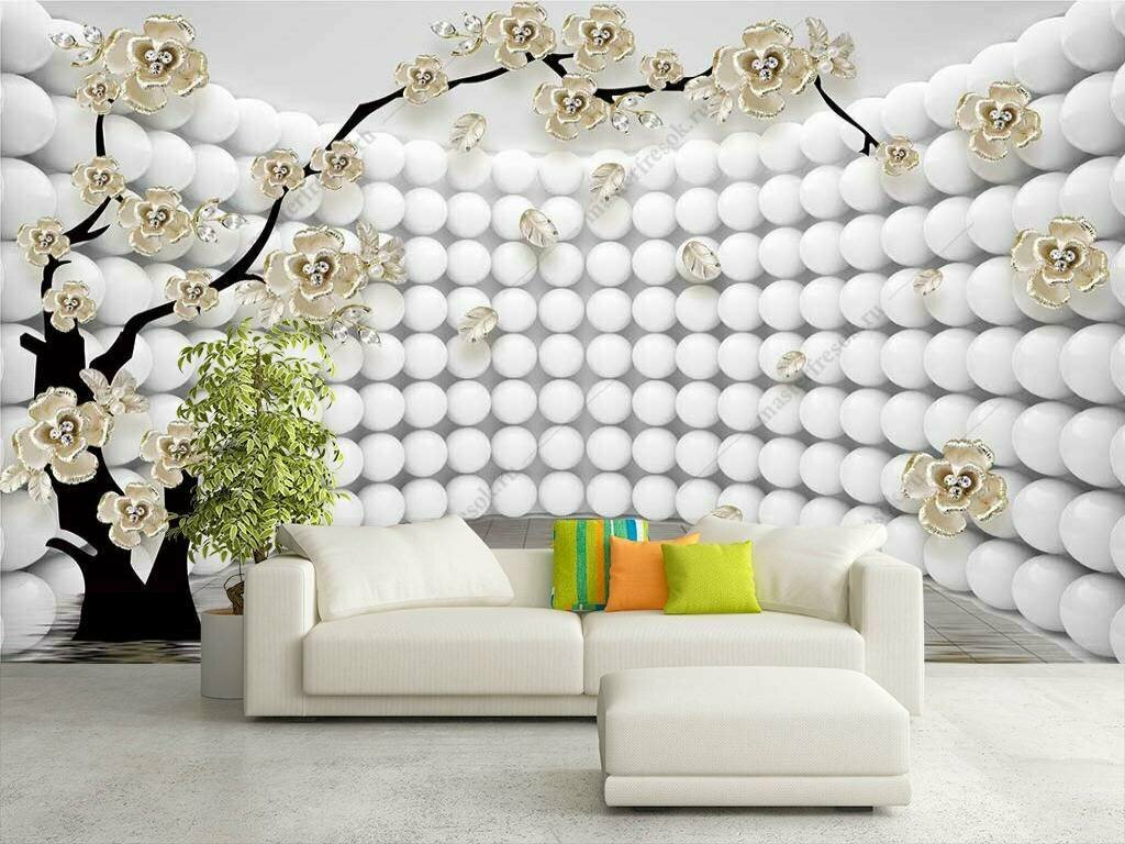 Фотообои 3д стена с шарами 275x440 (ВхШ), бесшовные, флизелиновые, MasterFresok арт 10-714