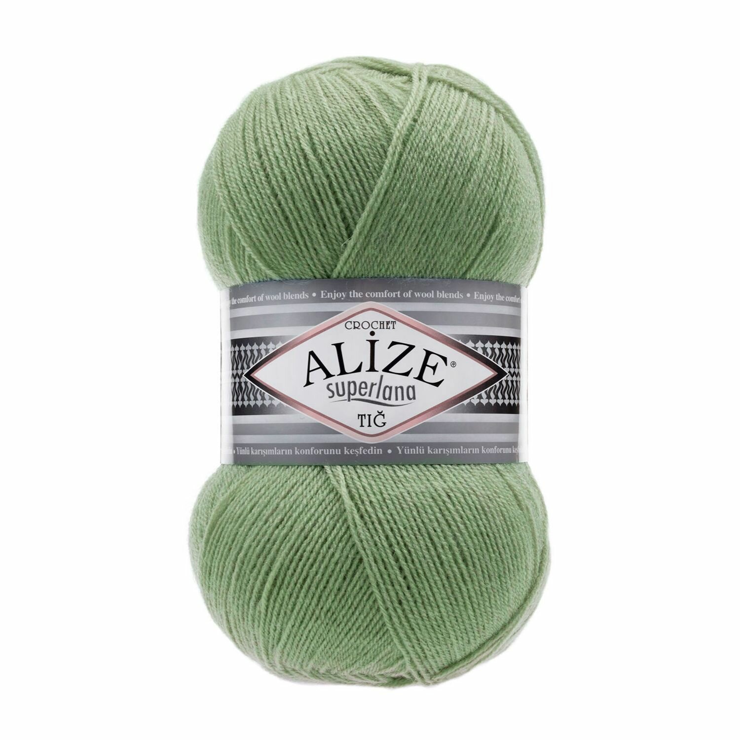 Пряжа SUPERLANA TIG (ALIZE), зеленый чай - 852, 25% шерсть, 75% акрил, 5 мотков, 100 г., 570 м.