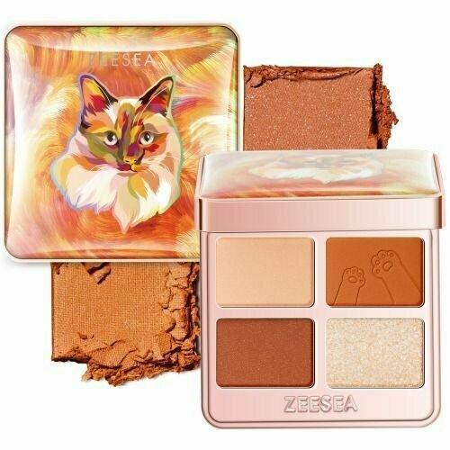 Тени для век, Zeesea, Tipsy Kitty Eyeshadow Quad, тон 05, 3.5 г