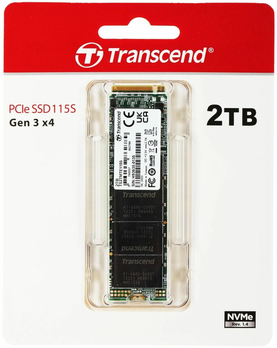 Твердотельный накопитель Transcend 115S 2048ГБ, M.2 2280, PCI-E 3.0 x4, M.2 TS2TMTE115S - фото №1