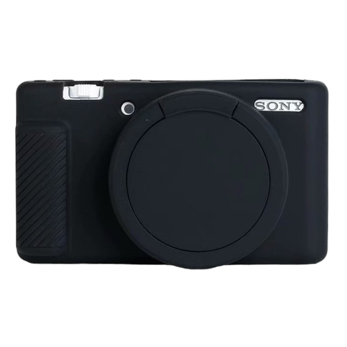 Силиконовый противоударный чехол MyPads Antiurto для фотоаппарата Sony ZV-1 из мягкого силикона черный