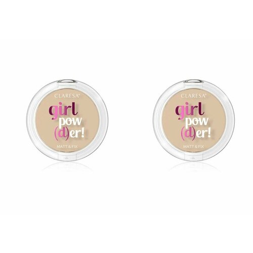 CLARESA Пудра компактная с матовым эффектом Girl Pow(d)er тон 01 Translucent, 12 г, 2 штуки