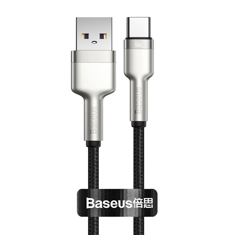 Кабель USB BASEUS Cafule Series Metal, USB - Type-C, 6A, 66W, 25 см, черный