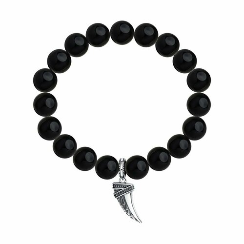 Браслет Diamant online серебро 925 проба агат длина 23 см черный 3268₽