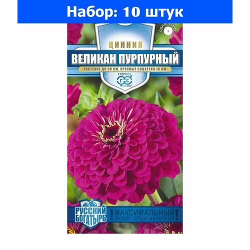 Цинния Великан Пурпурный 0,3г Одн 90см (Гавриш) Русский богатырь - 10 пачек семян