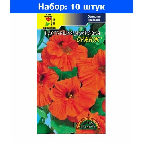 Настурция Оранж махровая Одн 37см (Цвет сад) - 10 пачек семян