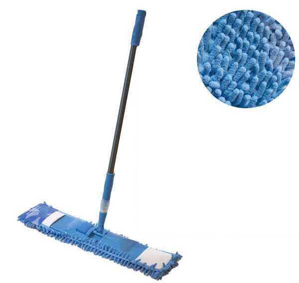 фото Швабра плоская 60см, нержавейка телескоп ручка 80-125см (лапша)