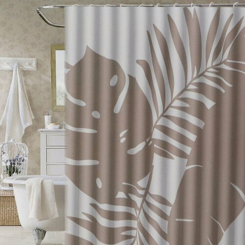Штора для ванн 180х180 см полиэстер Монстера коричневая STSC7490A 1600₽