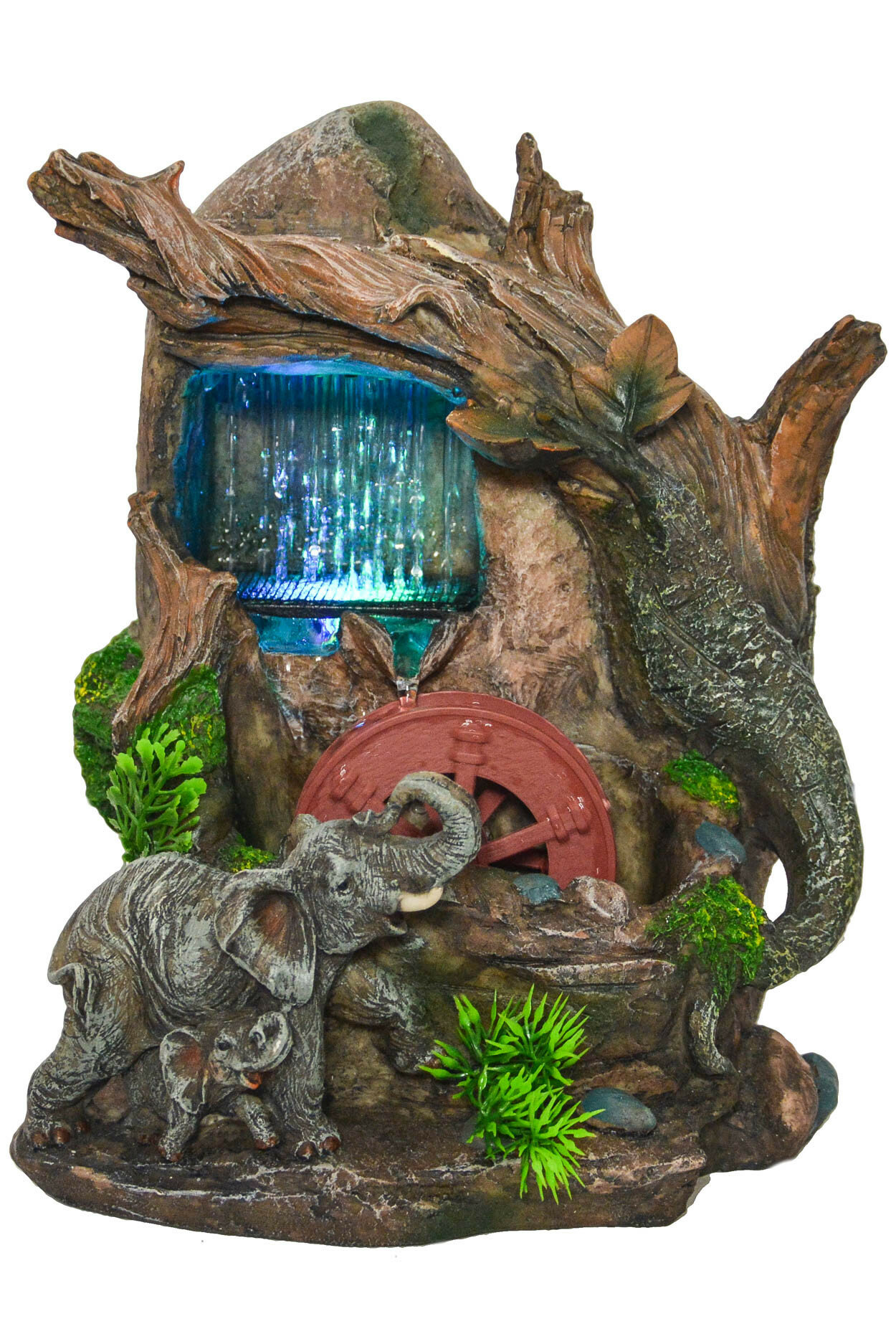 Декоративный настольный фонтан "Дерево со слонами"