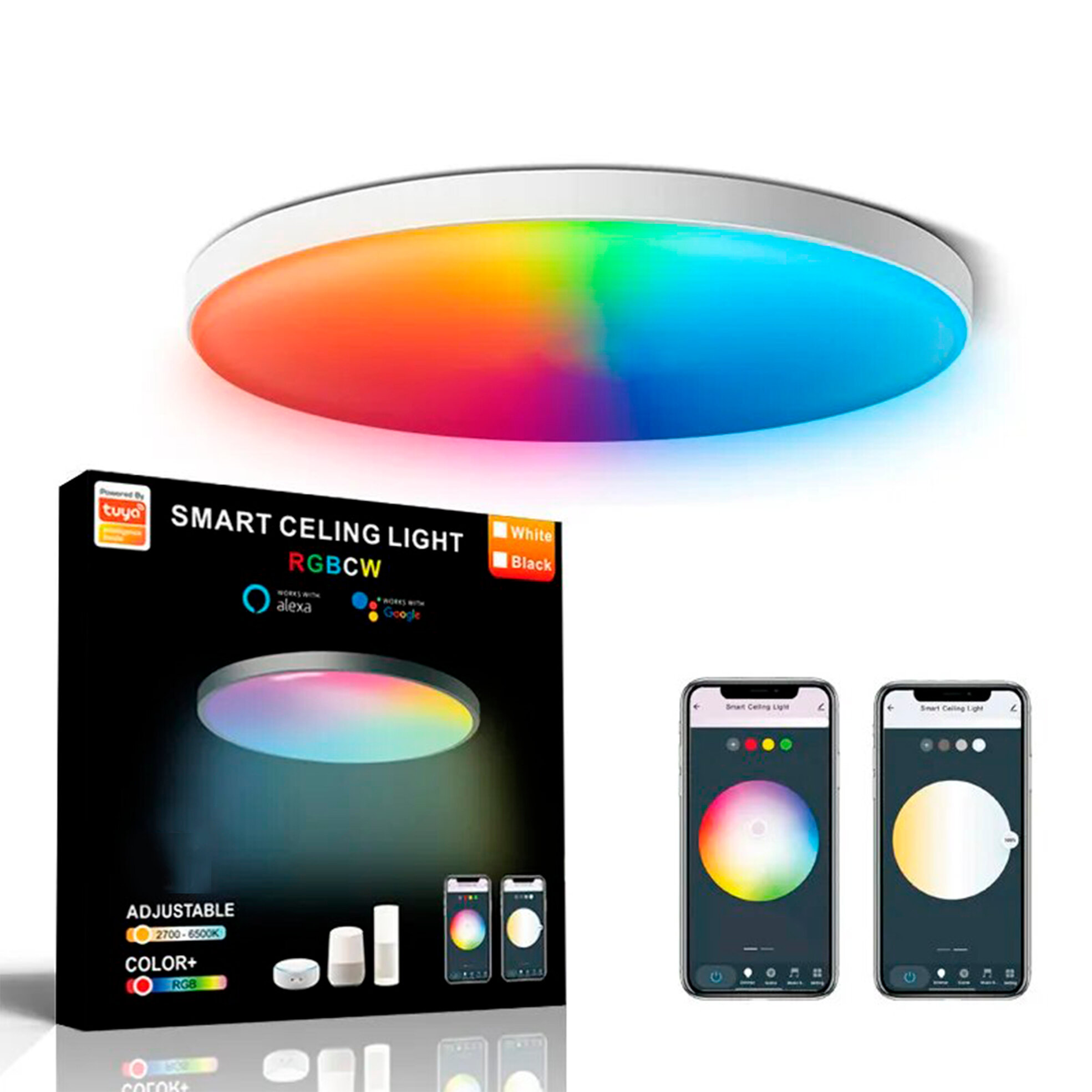 Умная Wi-Fi светодиодный потолочный светильник RGB+CCT, 24W, 2700-6500К Я смарт Ya-C24W