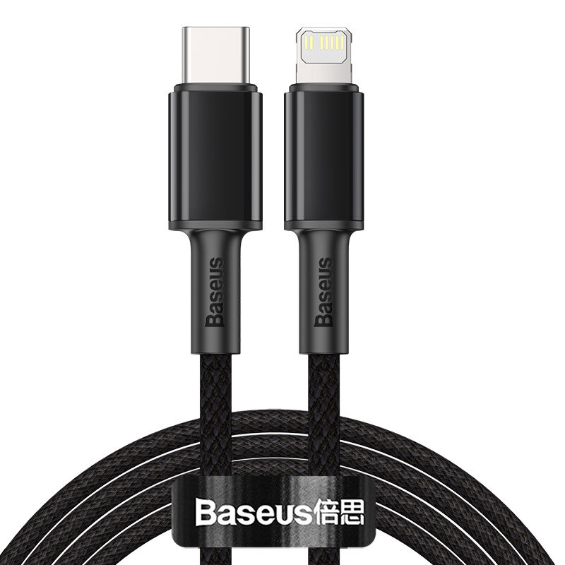 Кабель USB-C BASEUS High Density Braided, Type-C - Lightning, 20W, 2 м, черный