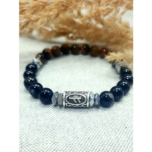 фото Браслет, тигровый глаз, агат, 1 шт., размер 19 см, коричневый, серебряный нет бренда