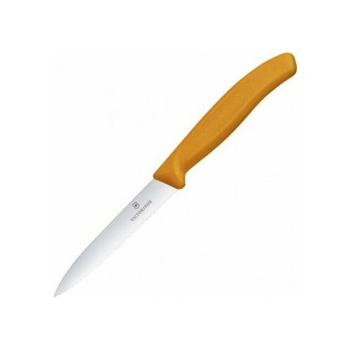 Нож Victorinox кухонный Swiss Classic (6.7736. L9) стальной для чистки овощей и фруктов лезв.100мм серрейт. заточка оранжевый без упаковки