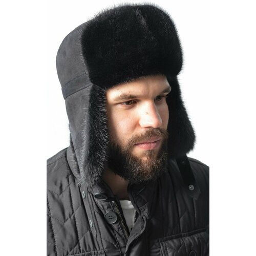 фото Шапка ушанка ярмарка шапок, размер 59, черный