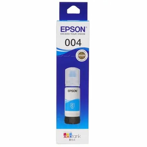 Чернила Epson 004, 100 мл, голубой, оригинальные для Epson L3258 / L3218 / L1218 - фото №1