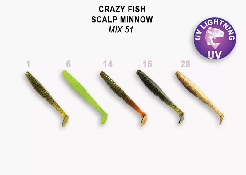 Силиконовая приманка мягкая съедобная Crazy Fish Scalp Minnow