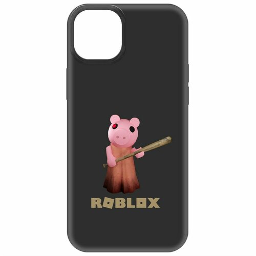 Чехол-накладка Krutoff Soft Case Roblox-Пигги для iPhone 15 Plus черный чехол накладка krutoff soft case roblox пигги для iphone 15 pro черный