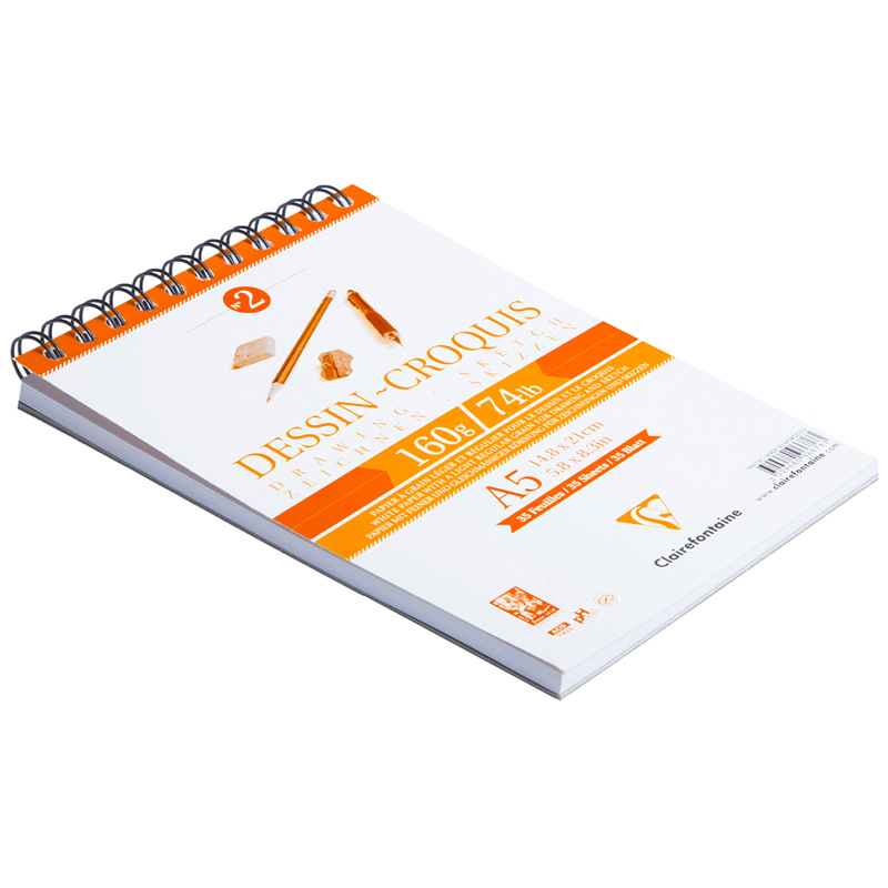 Блокнот для эскизов на спирали Clairefontaine "Dessin Croguis" А5 35 л 160 г - фото №8
