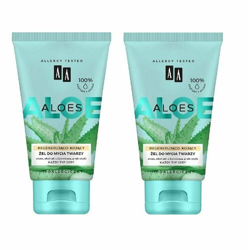 АА ALOES Очищающий гель 100%, с экстрактом алоэ вера, 150 мл, 2 шт