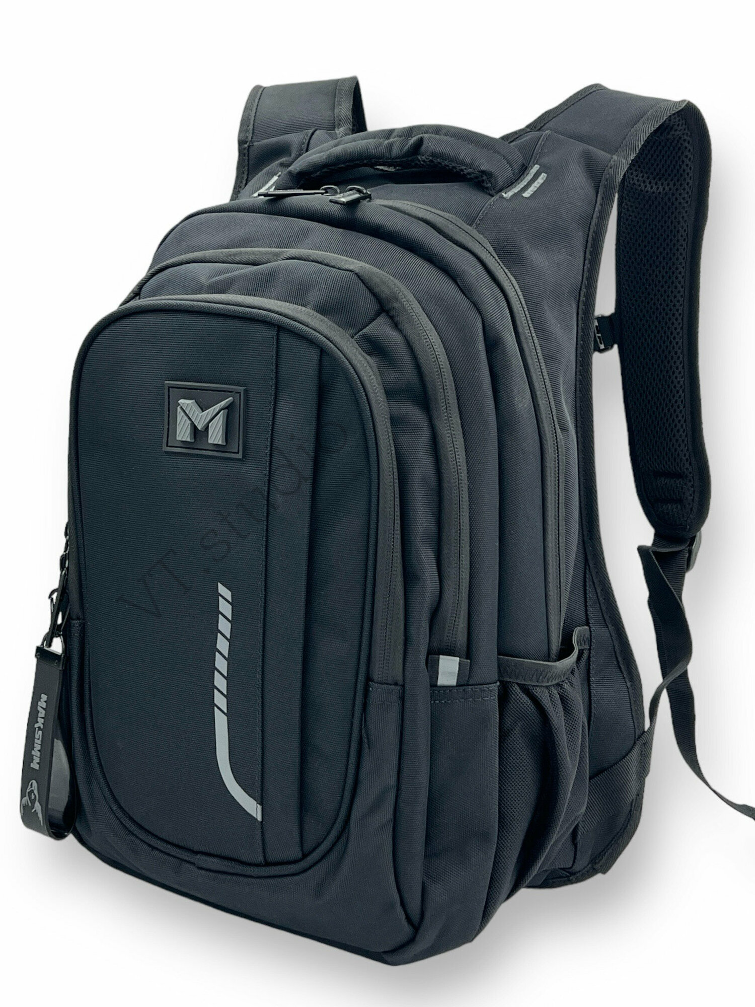 Рюкзак школьный MAKSIMM E091 для мальчика (подростков) черно-серый с анатомической спинкой