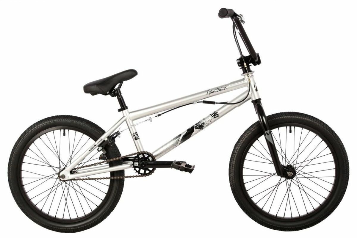 Велосипед NOVATRACK 20" BMX PSYCHO серебристый, сталь , гироротор, рама 10" 10" серебристый