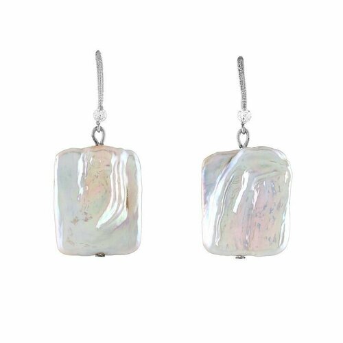 Серьги Anna Slavutina, фианит, размер/диаметр 45 мм, серебряный, белый