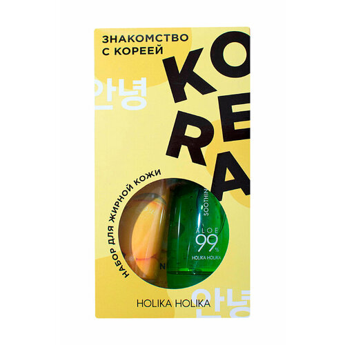 holika aloe 99% soothing gel jelly mask sheet 23ml HOLIKA HOLIKA Набор для ухода за жирной кожей (Гель для лица и тела + Пенка для лица + Тканевая маска для лица)